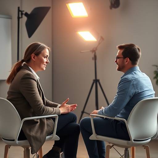 Participant in interviewer training course, practicing answering questions in a mock interview setting.
